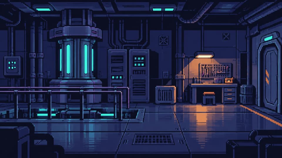 Escenario pixel art de la aventura espacial de Nimbo